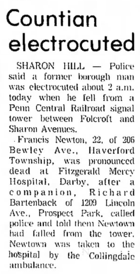 Francis Newton Electrocuted